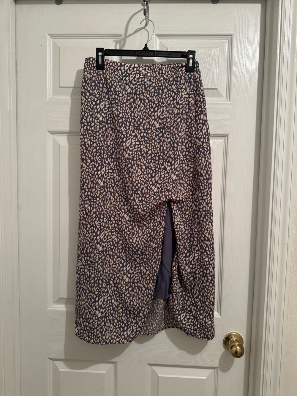 Women's Blue/White/Peach Printed Maxi Skirt with Side Slit